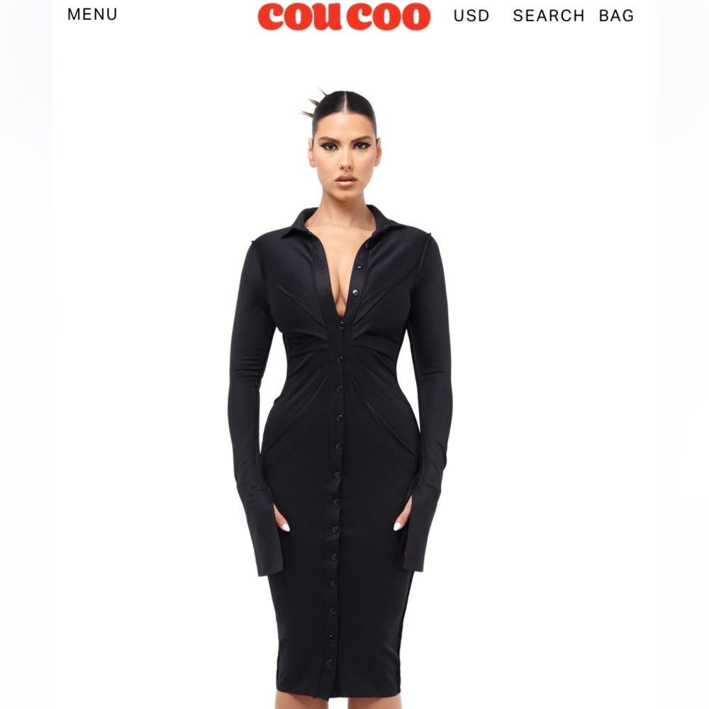 Coucoo black button down dress